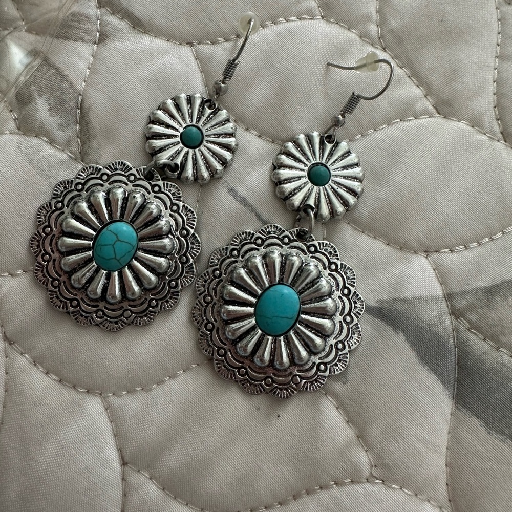 Silver and Turquoise Dangle Earrings
